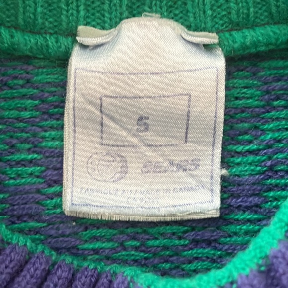 Sears Kids Vintage Green & Purple Sweater (5) - Picture 2 of 6